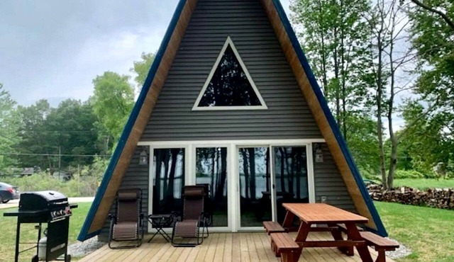 Lakefront A-Frame with Lofted Interior Ideal for Outdoor Activities in Michigan in Au Gres