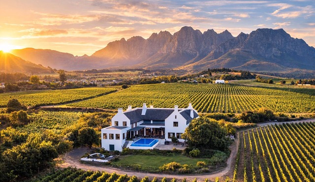Luxury 7-Bedroom Manor on Stellenbosch Wine Estate, Mountain & Vineyard Views