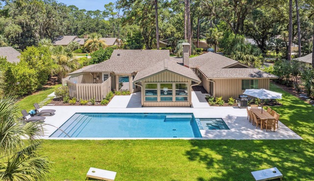 New Home in Sea Pines with Private Pool and a Spacious Backyard