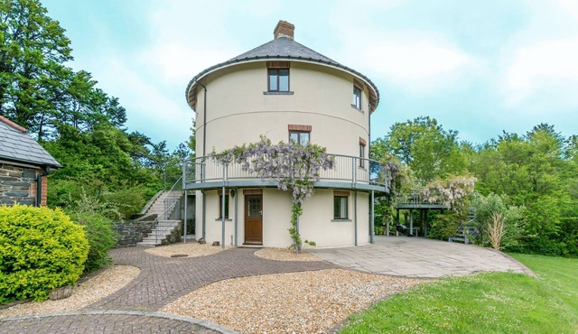 The Roundhouse has an unusual design and stands alone overlooking the lakes.